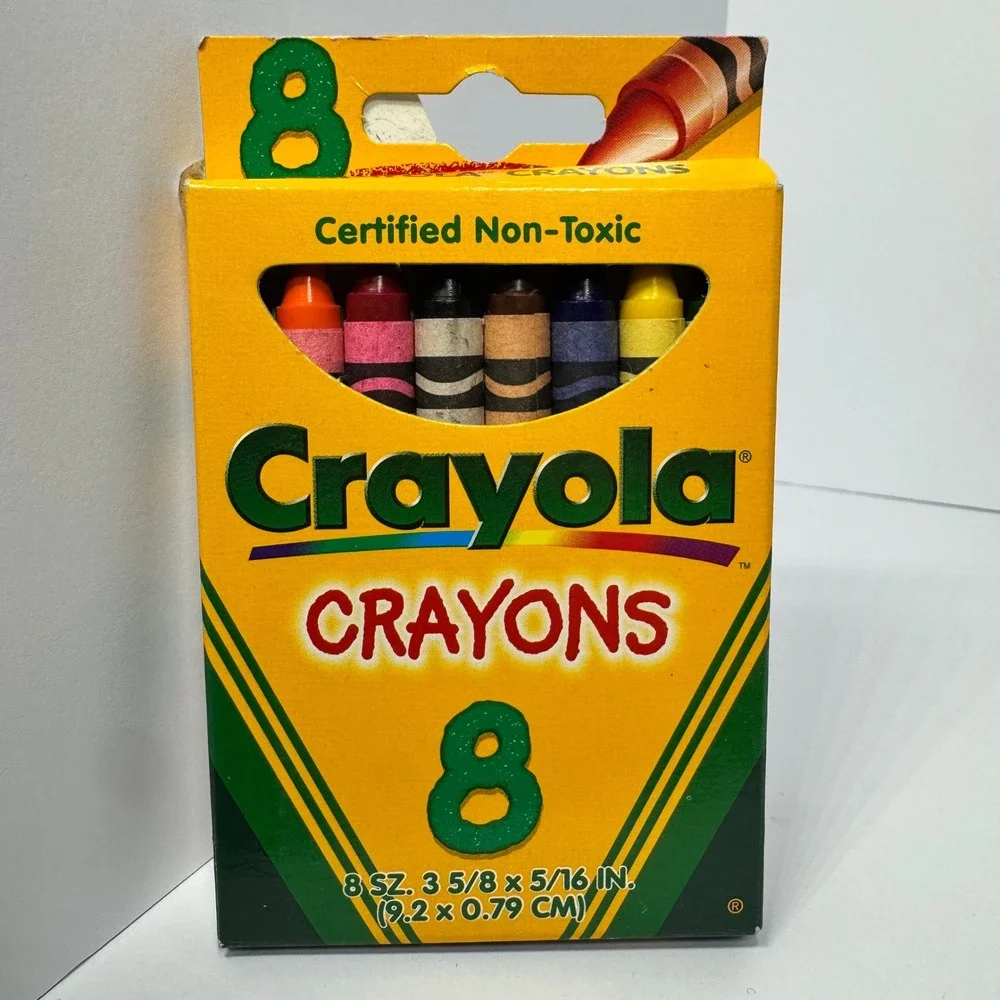 Vintage 1997 Crayola Crayons 8 Count‎ Non-Toxic Classic Yellow Box USA NEW in Bx